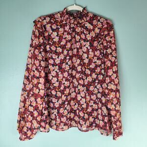 Sanctuary Womens Strawberry Floral Print Romance Popover Top Size Large